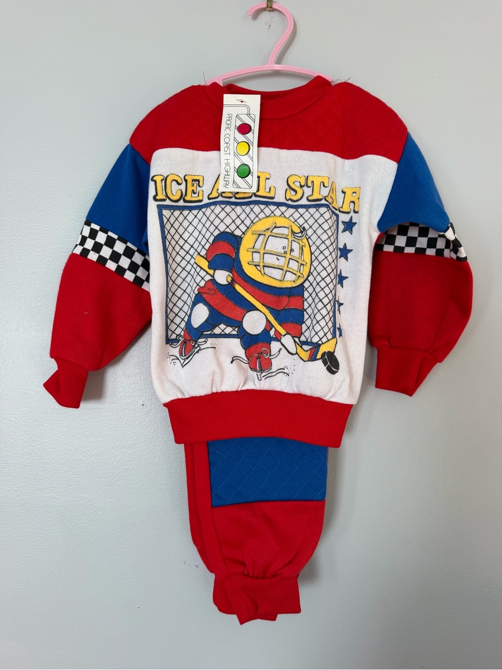 Vintage Ice Rink Star Kids One-Piece Jumpsuit - Red/Blue/White